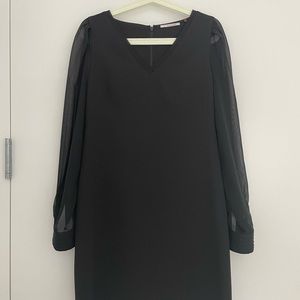 elegant see-through sleeves little black dress